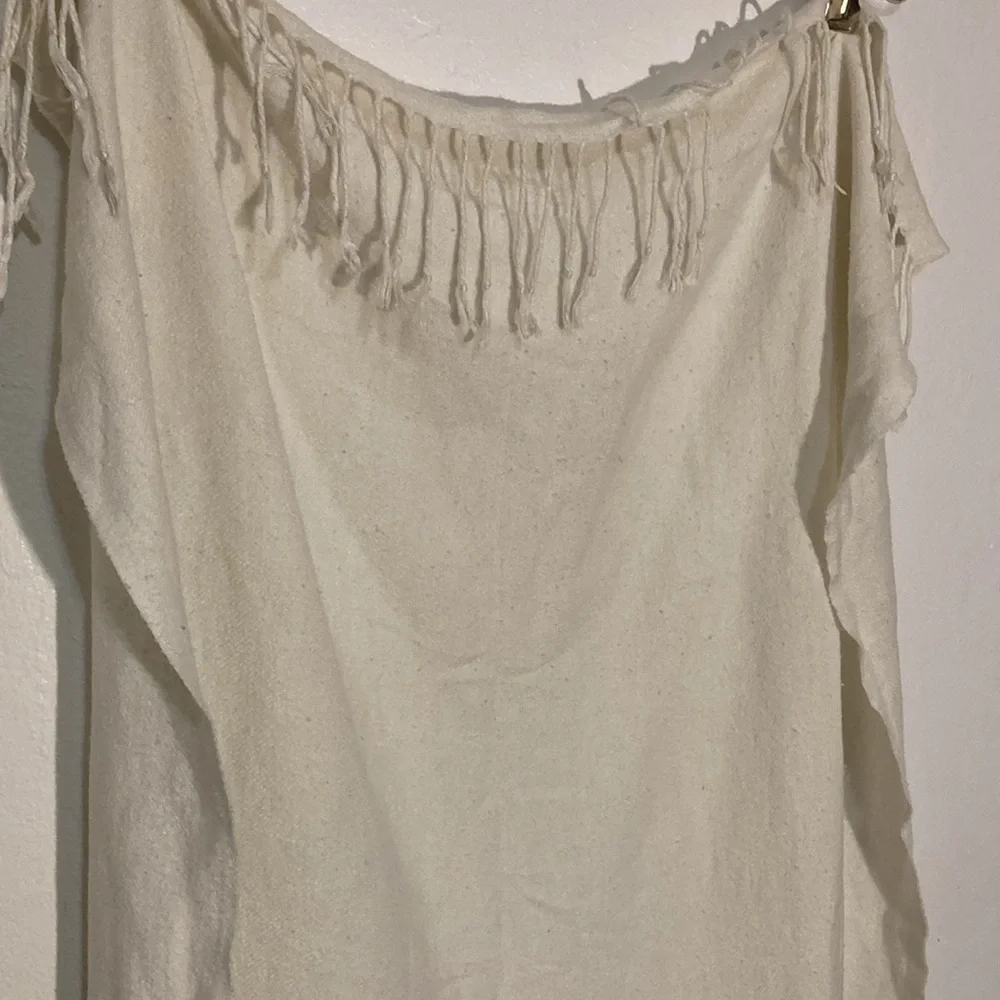 🌈 Fringed cotton scarf with elephant silk screen silk cotton blend